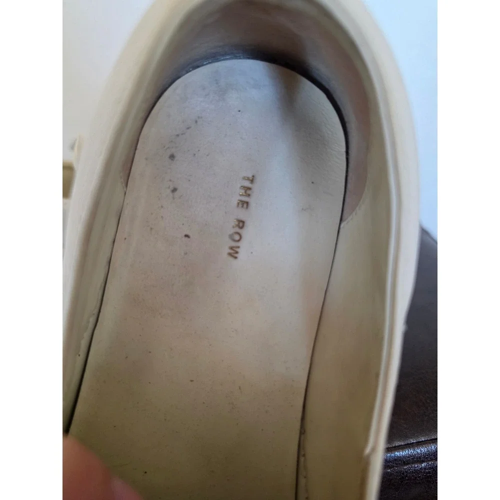 THE ROW Cream Leather Platform‎ Minimalist Old money Slip On Shoes sz 36 US 5.5